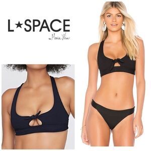 l*space black ribbed cut out bikini top. NWT
